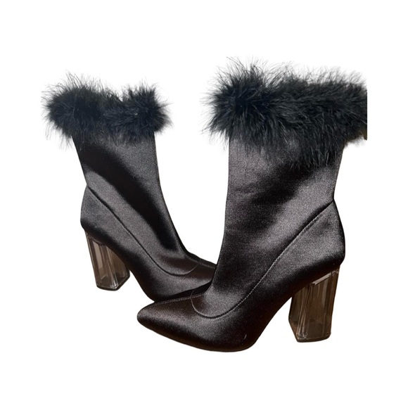 Sugar Thrillz "Luv Me or Hate Me" Black Satin Boots! Perfectly-Goth Glam - Picture 1 of 15